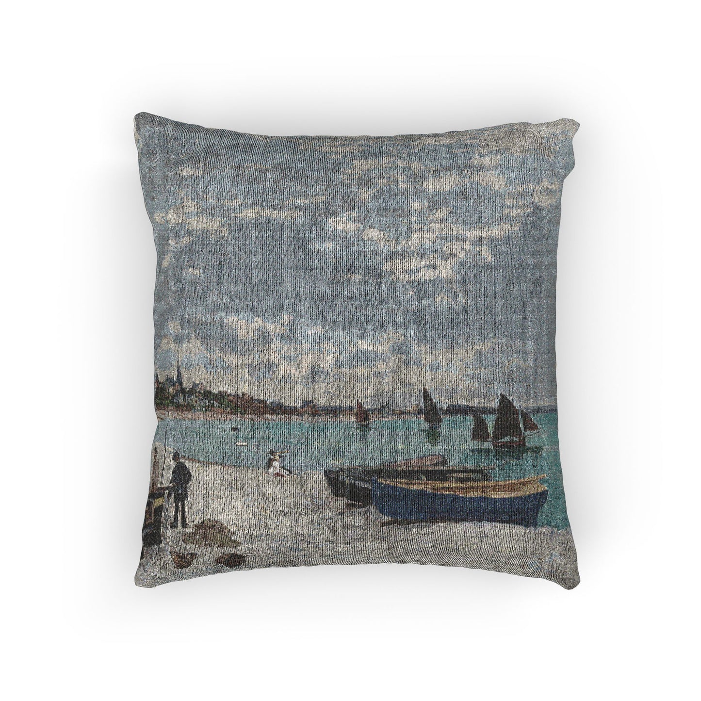 Claude Monet - The Beach at Sainte-Adresse | Woven Pillow
