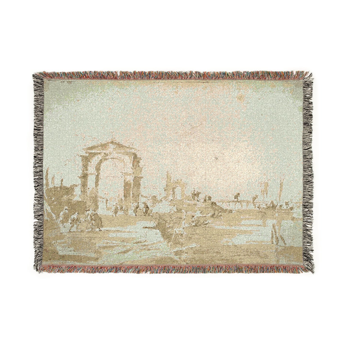 Francesco Guardi - Gateway Near a Landing Bridge | Woven Tapestry Blanket