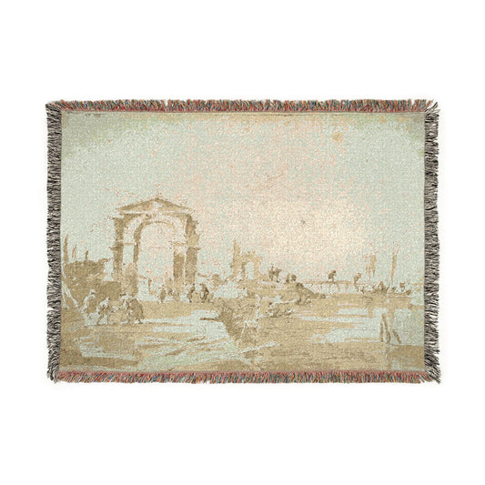 Gateway Near a Landing Bridge — Guardi Tapestry Blanket