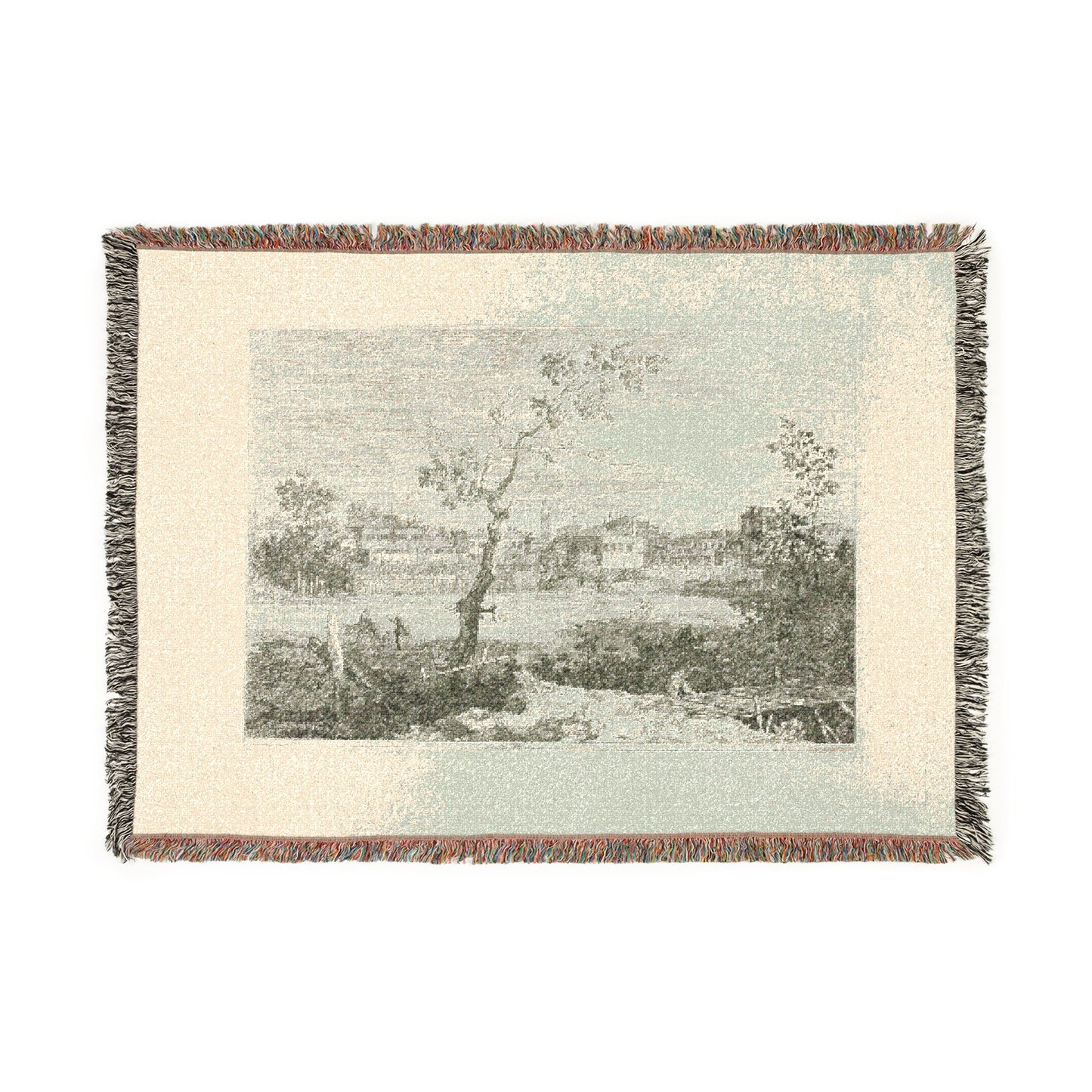 Canaletto - View of a Town on a River Bank, from Vedute | Woven Tapestry Blanket