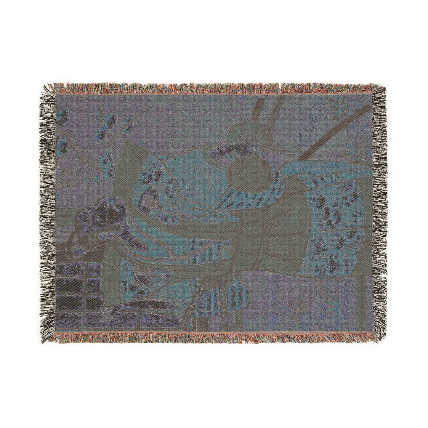 Onoe Kikugorō I as Izumi no Saburō in the Play Snowflakes: Plum Blossoms Kaomise Woven Throw Blanket