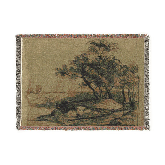 River Bank with Trees — Constable Tapestry Blanket