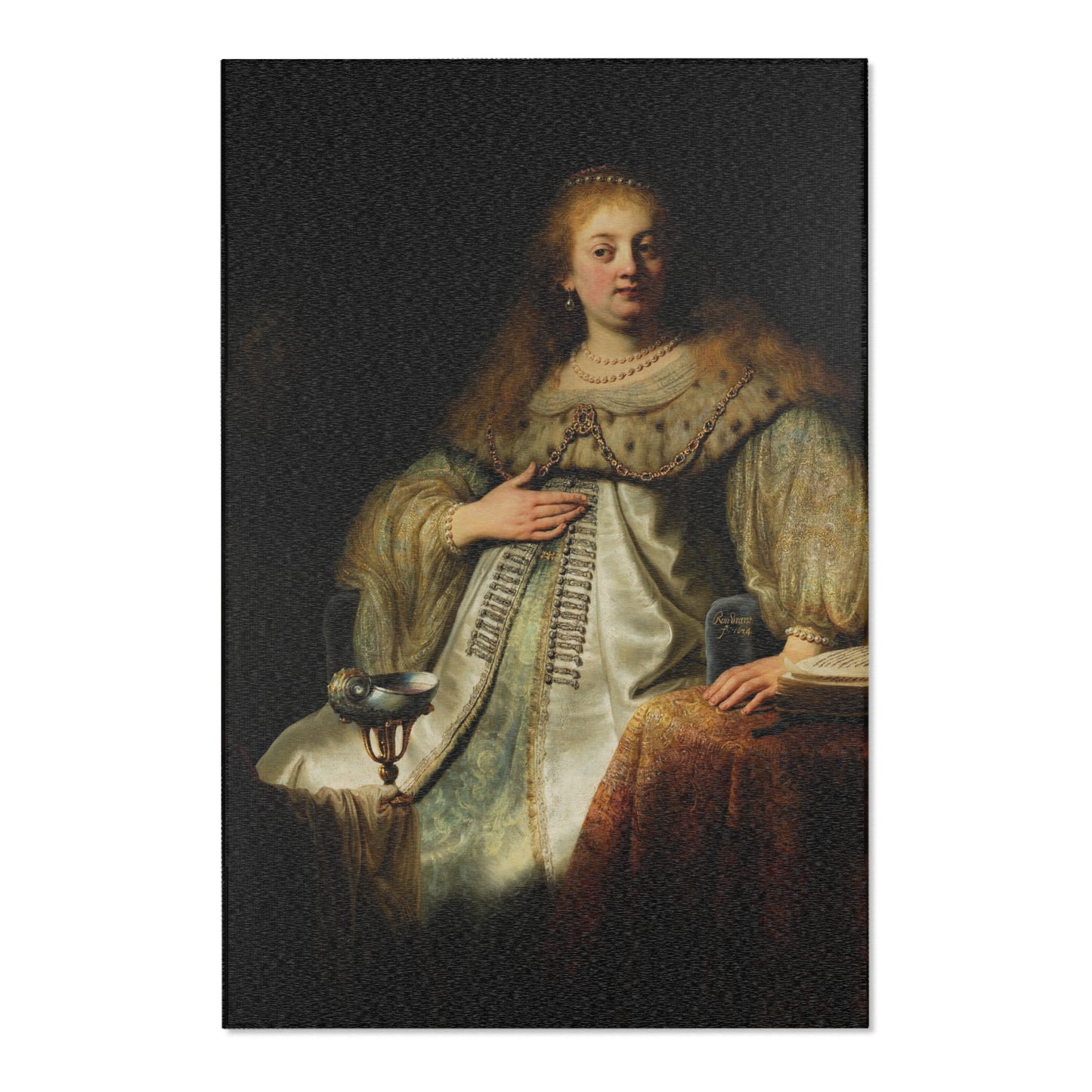 Judith at the Banquet of Holofernes (previously known as Artemisia), by Rembrandt, from Prado in Google Earth | Area Rug