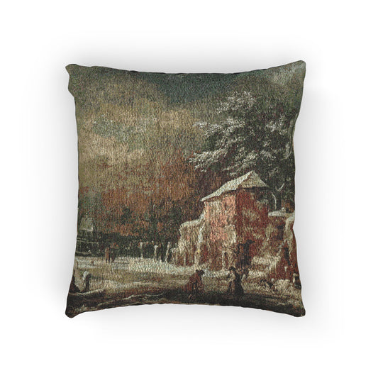 Winter Landscape — Jacob van Ruisdael Woven Pillow