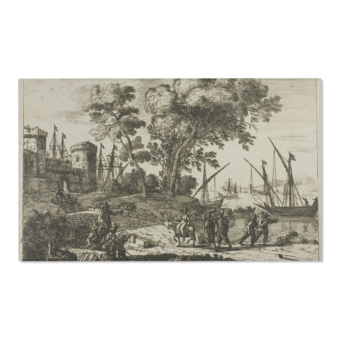 Claude Lorrain - Coast Scene with an Artist Drawing | Area Rug