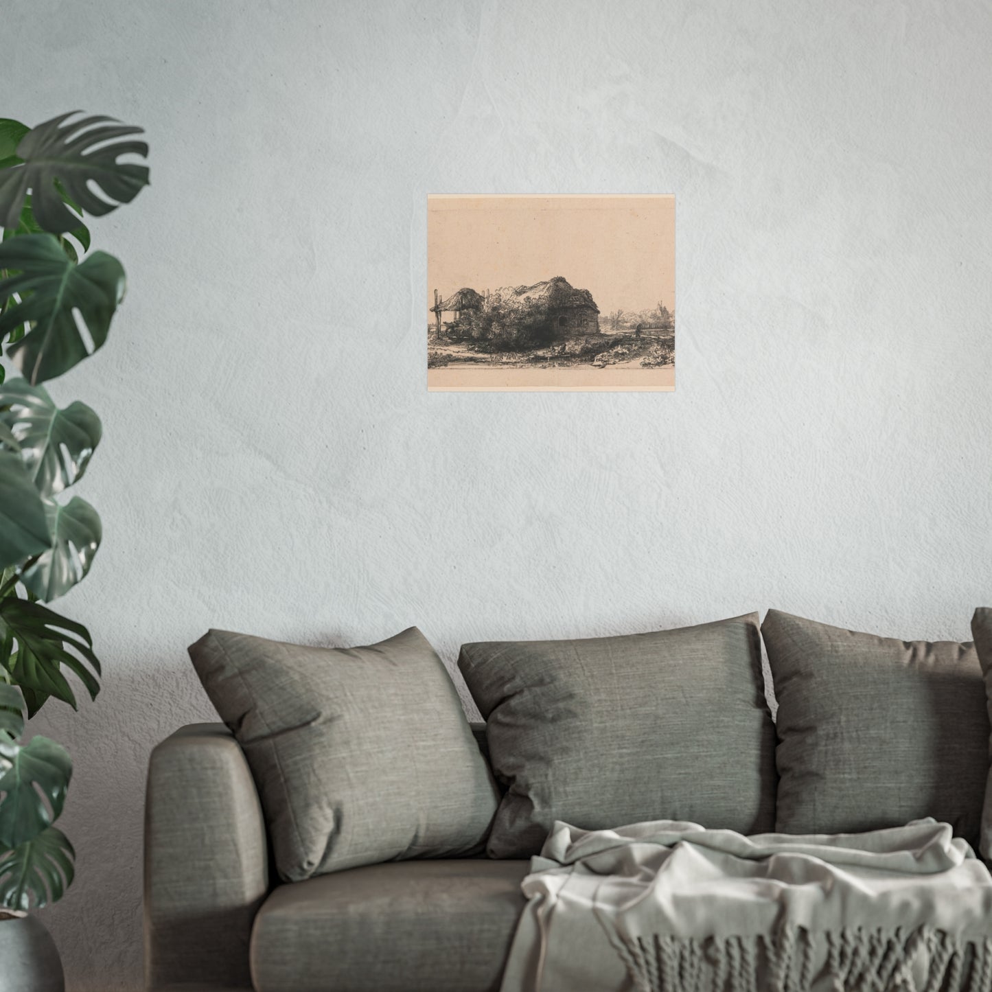 Rembrandt van Rijn - Landscape with Cottages and a Hay Barn Oblong | Fine Art Poster