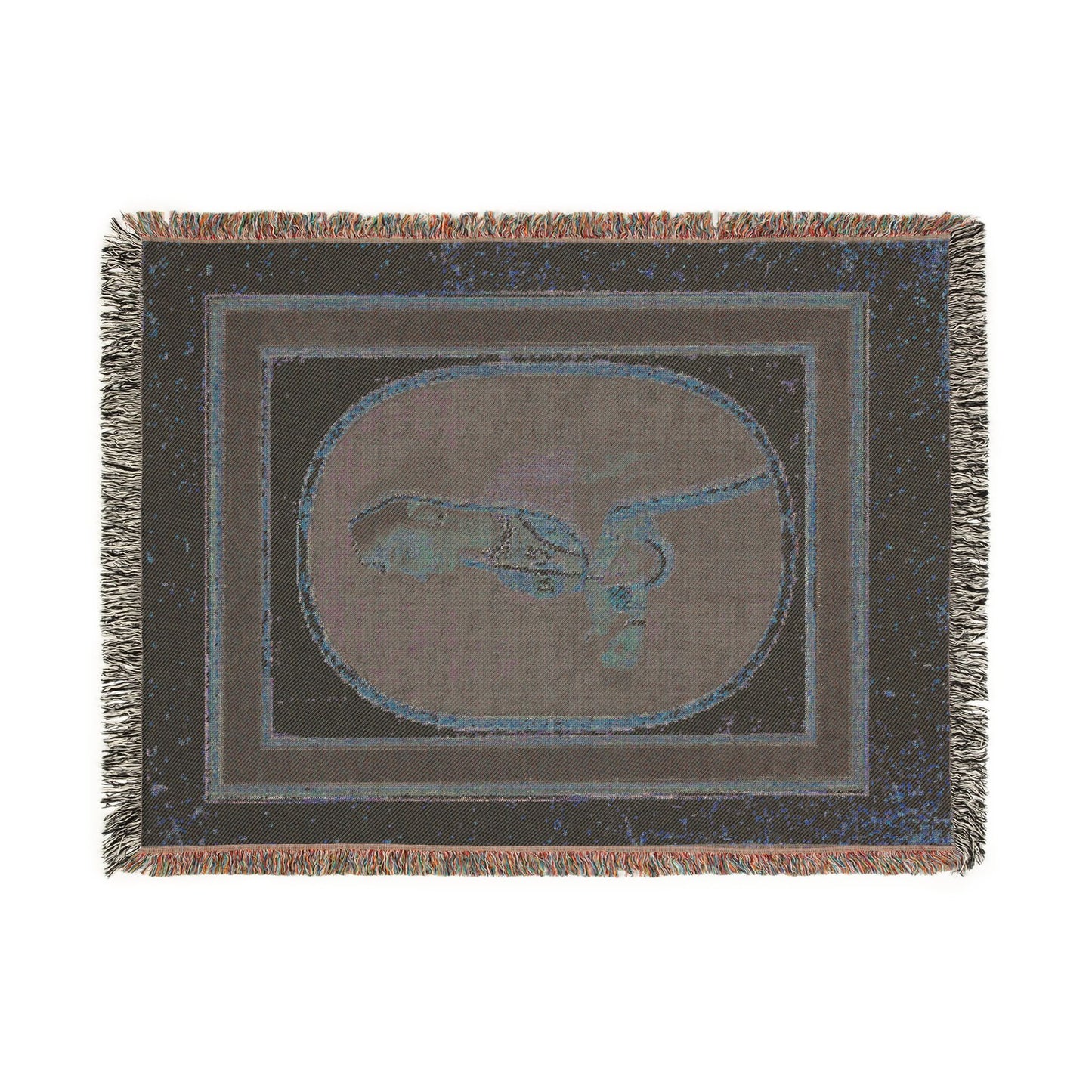 Court Lady Pouring Wine (recto); Calligraphy of Lyrical Quatrains (verso) Woven Throw Blanket
