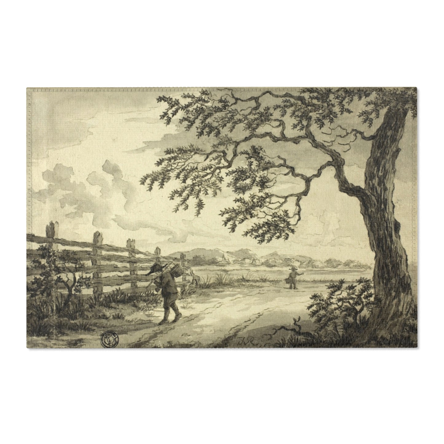 Style of Jacob van Ruisdael - Figures with Baskets on Road | Area Rug