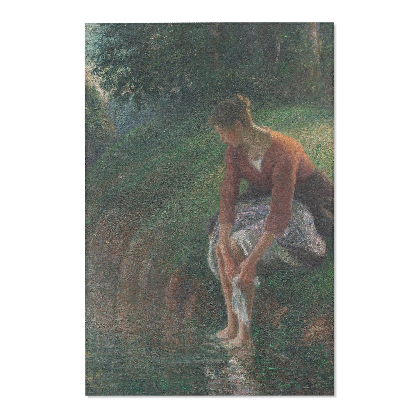 Camille Pissarro - Woman Bathing Her Feet in a Brook | Area Rug