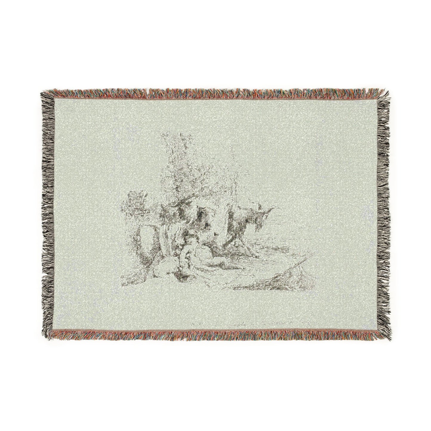 Giovanni Battista Tiepolo - A Nymph with a Small Satyr and Two Goats, from Capricci | Woven Tapestry Blanket