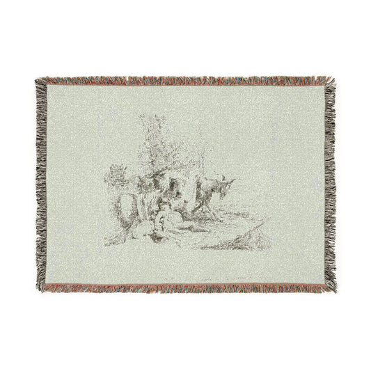 A Nymph with a Small Satyr — Tiepolo Tapestry Blanket