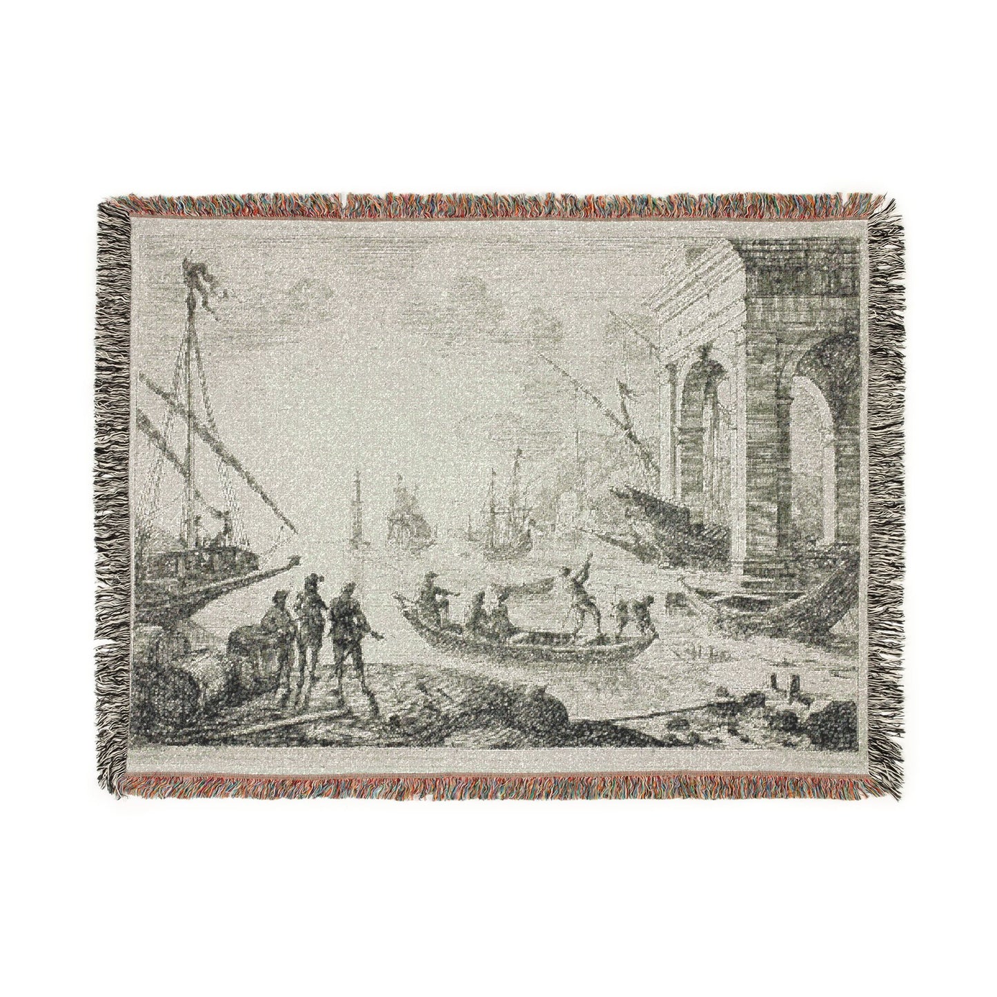 Claude Lorrain - Harbor Scene with a Lighthouse | Woven Tapestry Blanket