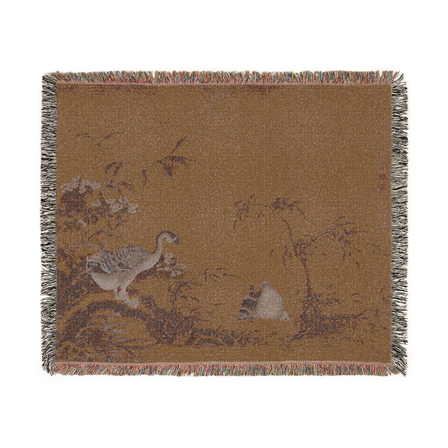 041_geese-on-a-riverbank | Woven Tapestry Blanket