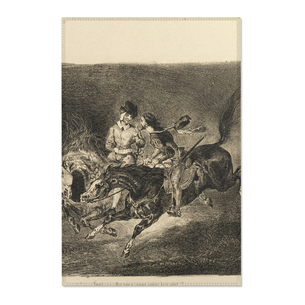 Faust and Mephistopheles Galloping Through — Delacroix Area Rug