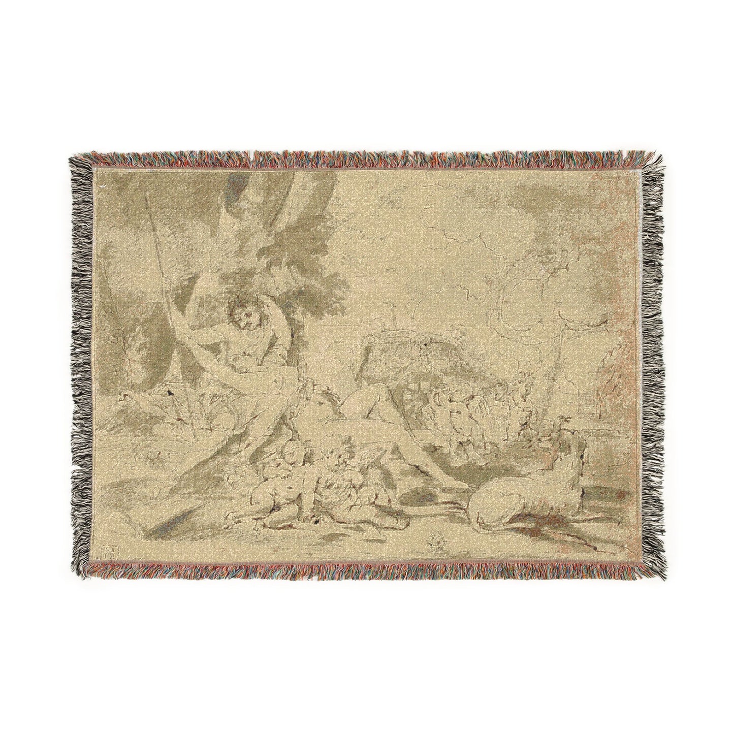 Nicolas Poussin - Figures, Chariot and Dog | Woven Tapestry Blanket