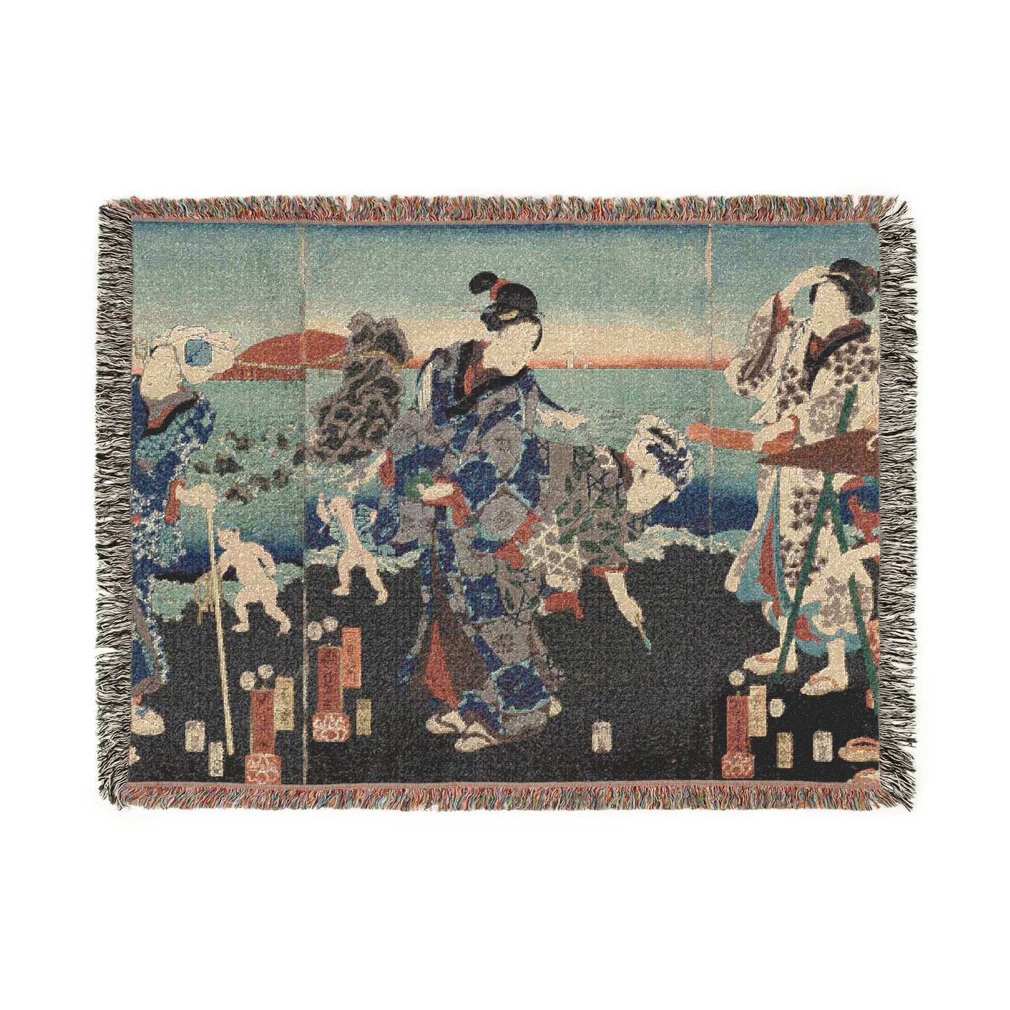 Splendid View at Futamigaura Bay Woven Throw Blanket