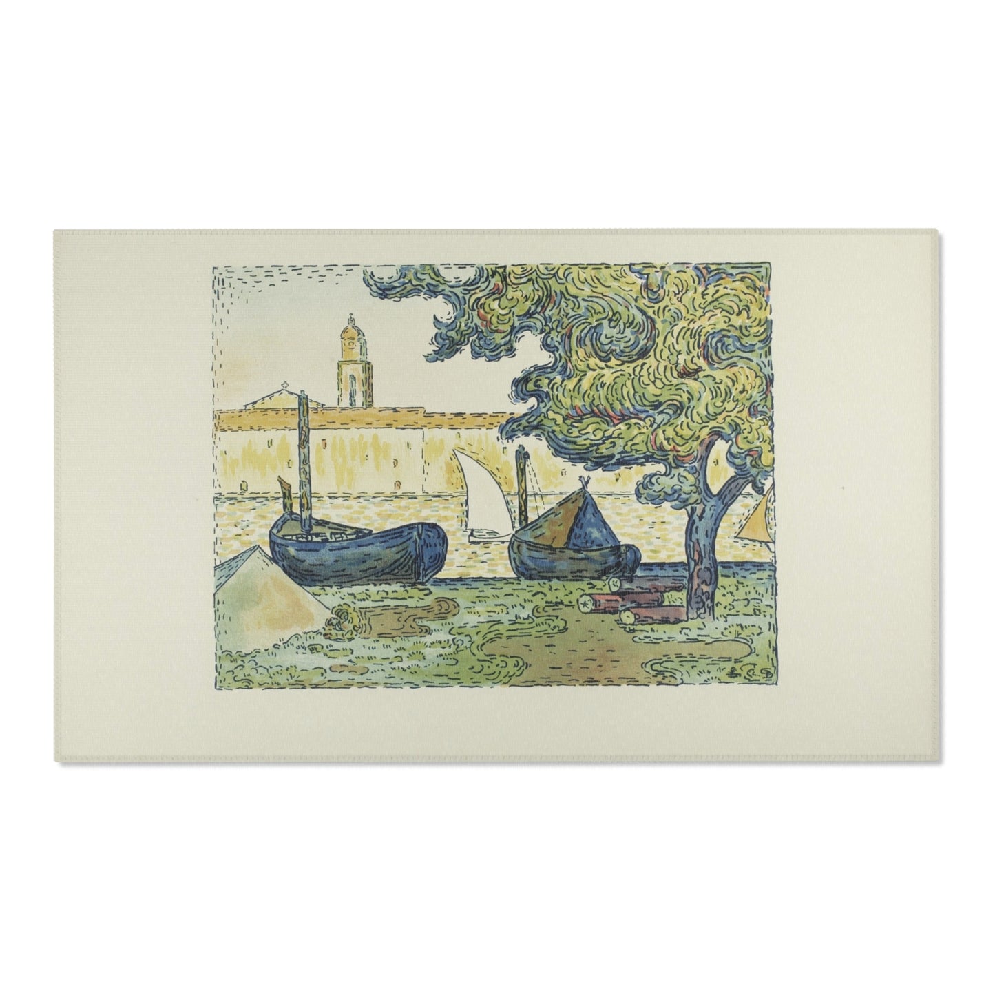 Paul Signac - The Port of St. Tropez II, from the seventh album of L'Estampe originale | Area Rug