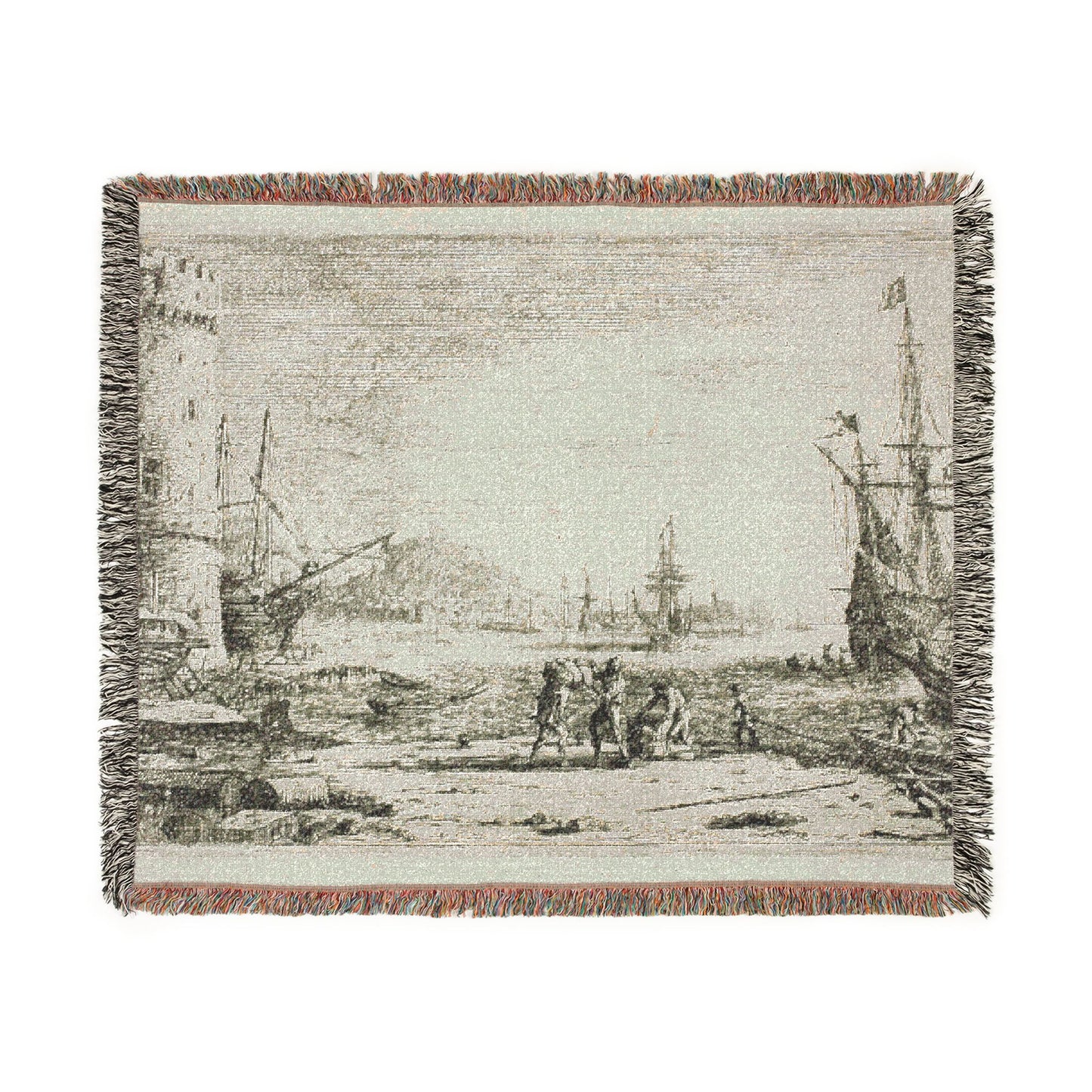 Claude Lorrain - Harbor with a Large Tower | Woven Tapestry Blanket
