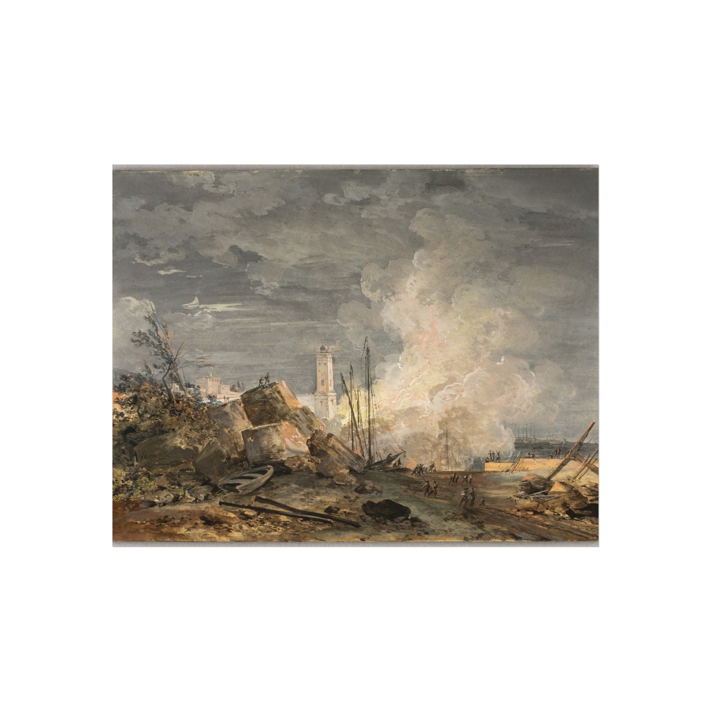 Louis Gabriel Moreau - Fire in the Port | Fine Art Poster