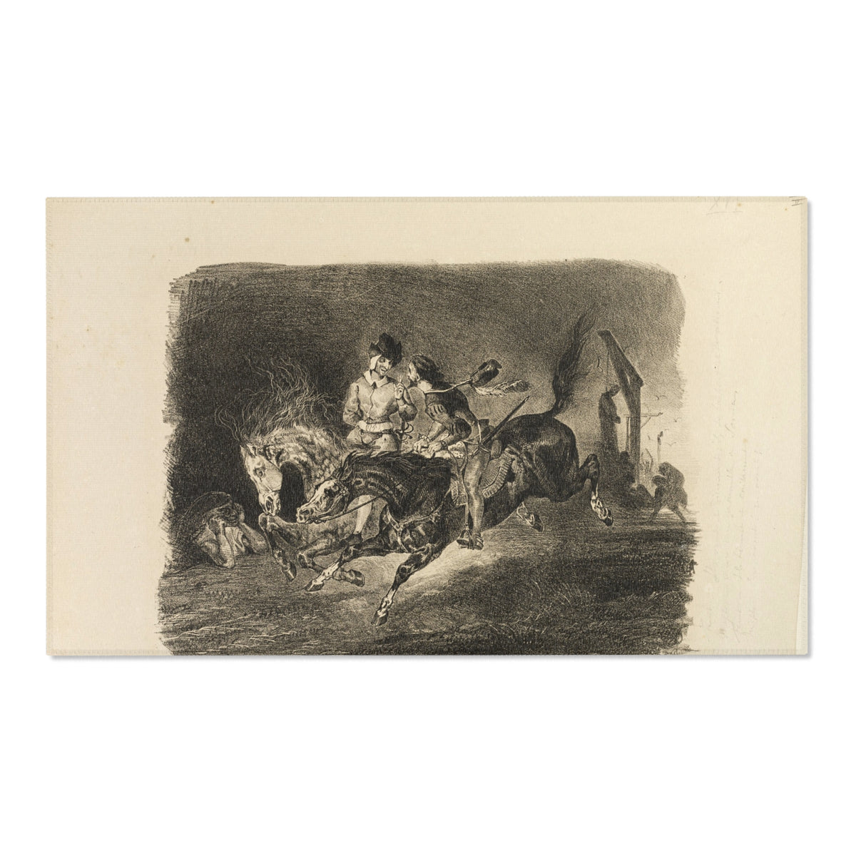 Faust and Mephistopheles Galloping Through — Delacroix Area Rug