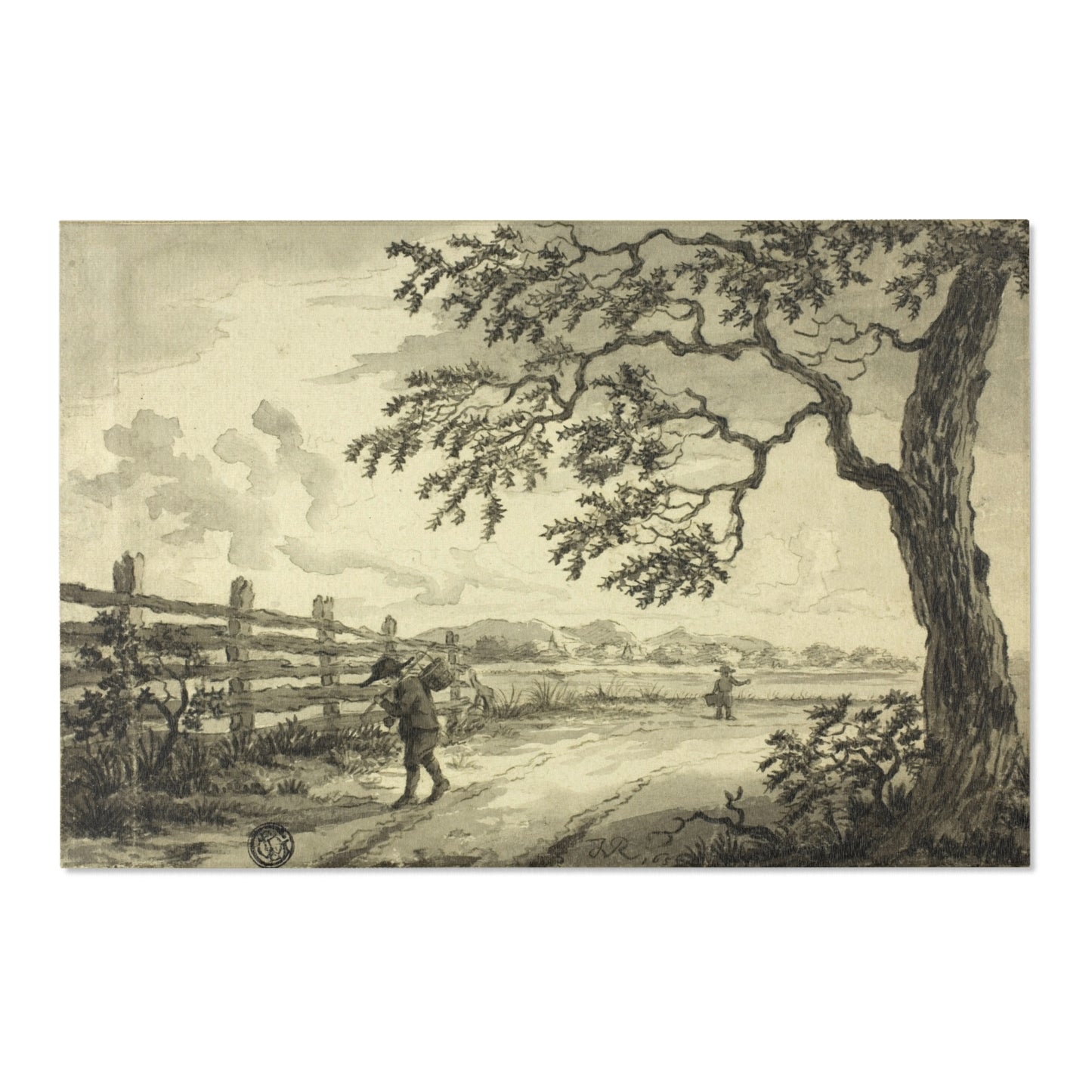 Style of Jacob van Ruisdael - Figures with Baskets on Road | Area Rug