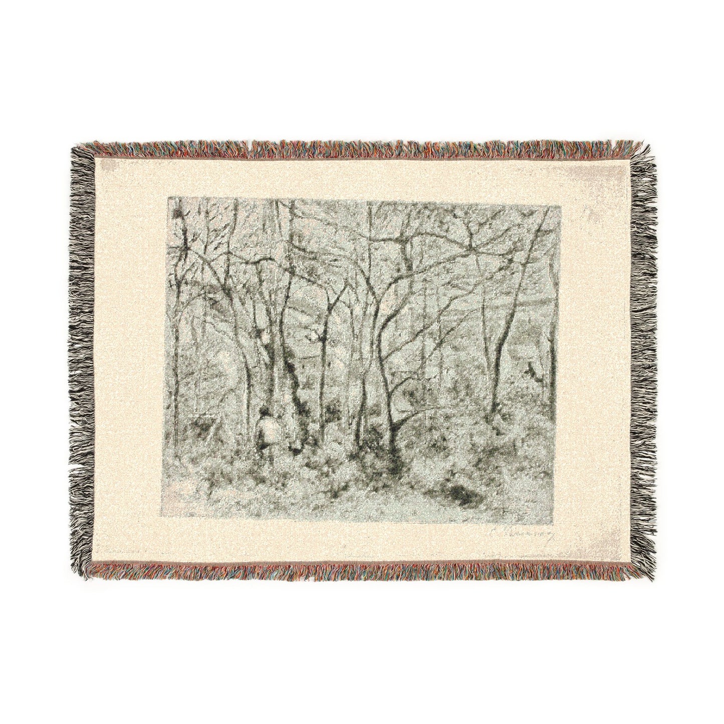 Camille Pissarro - Woodlands at the Hermitage | Woven Tapestry Blanket