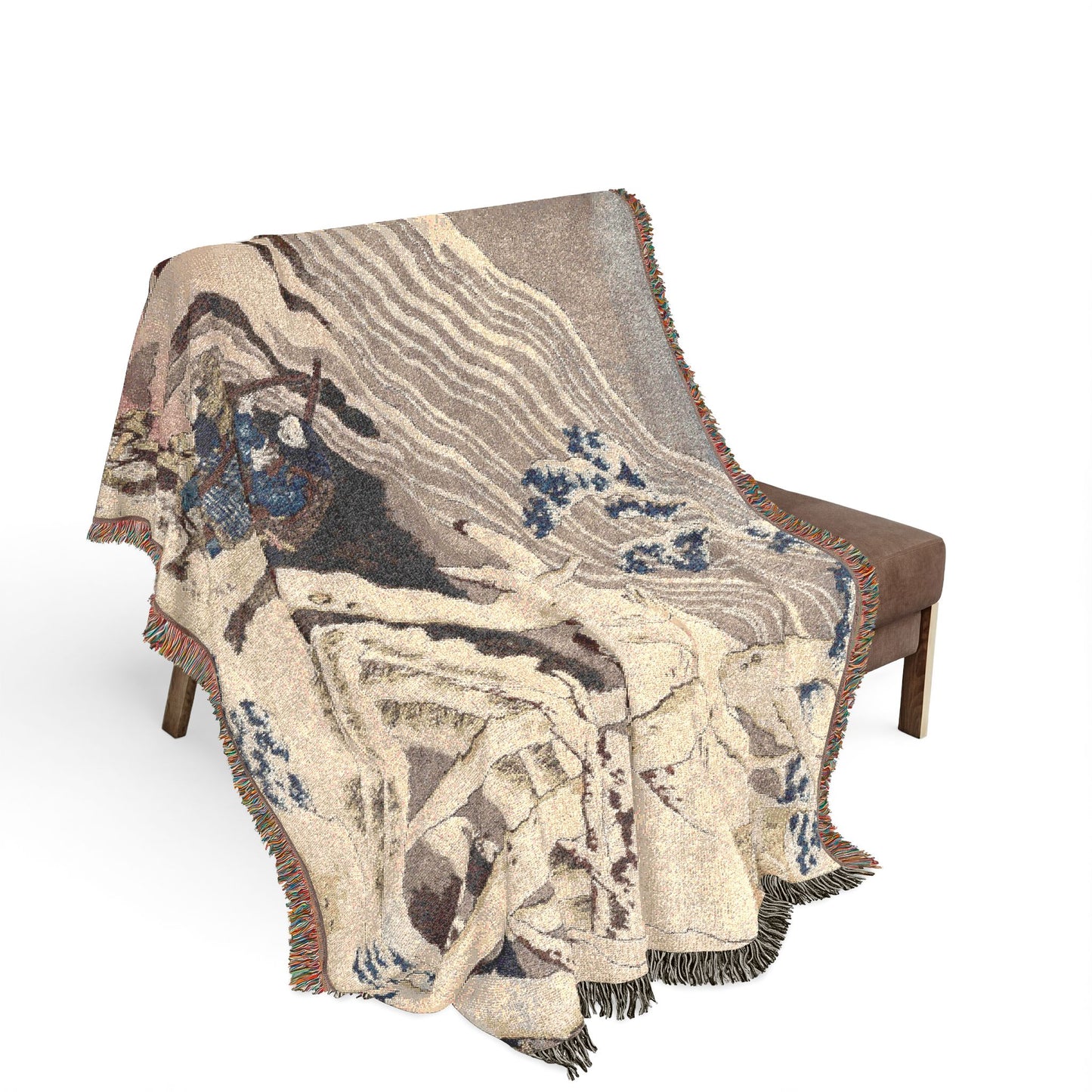 Poem by Minamoto no Muneyuki from the series One Hundred Poems by One Hundred Poets Explained by the Nurse Woven Throw Blanket