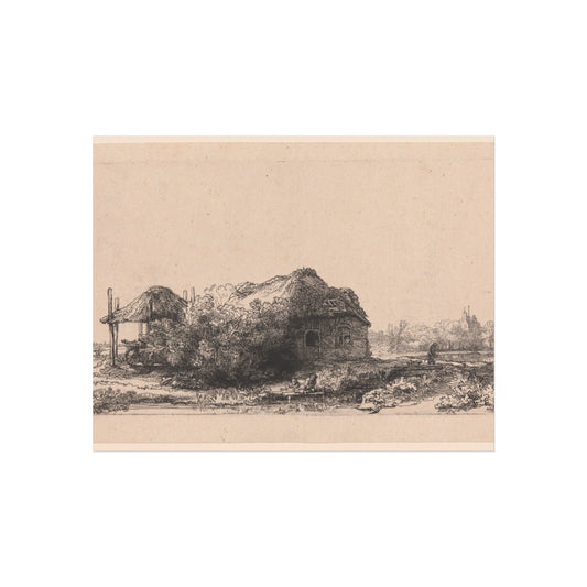 Landscape with Cottages and a Hay Barn (Oblong) — Rembrandt van Rijn Fine Art Poster