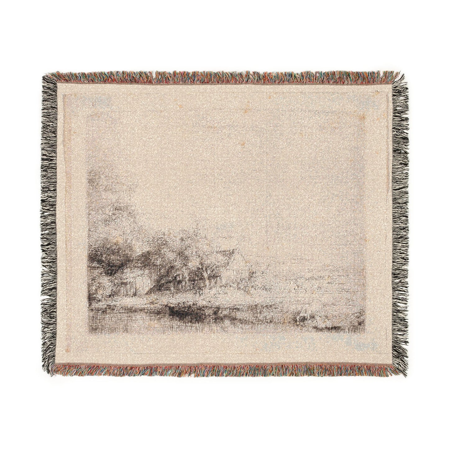 Rembrandt van Rijn - Landscape with a Cow Drinking | Woven Tapestry Blanket