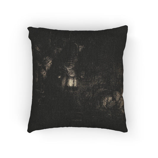 The Adoration of the Shepherds — Rembrandt van Rijn Woven Pillow