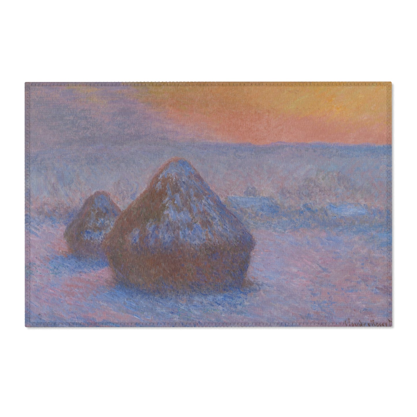 Claude Monet - Stacks of Wheat (Sunset, Snow Effect) | Area Rug