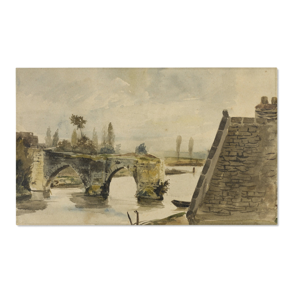 The Old Bridge at Mantes — Delacroix Area Rug