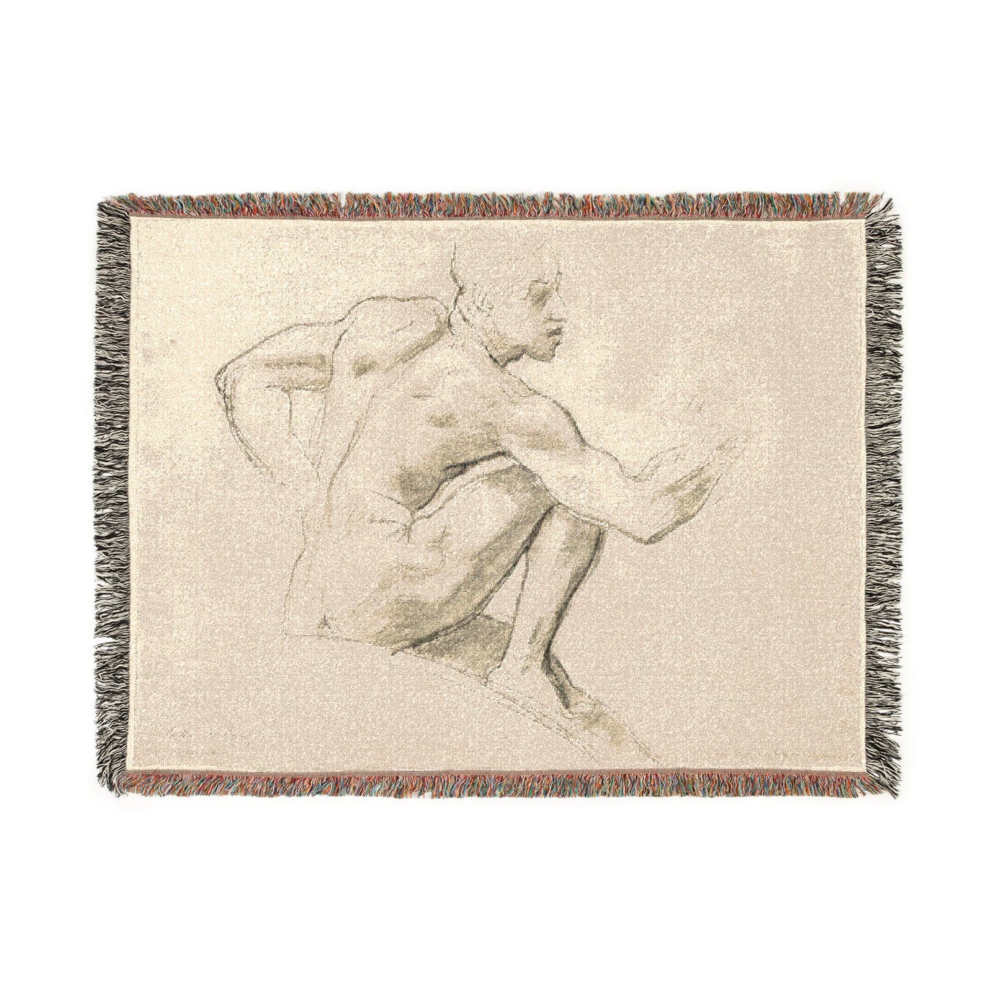 John Singer Sargent - Seated Male Nude | Woven Tapestry Blanket