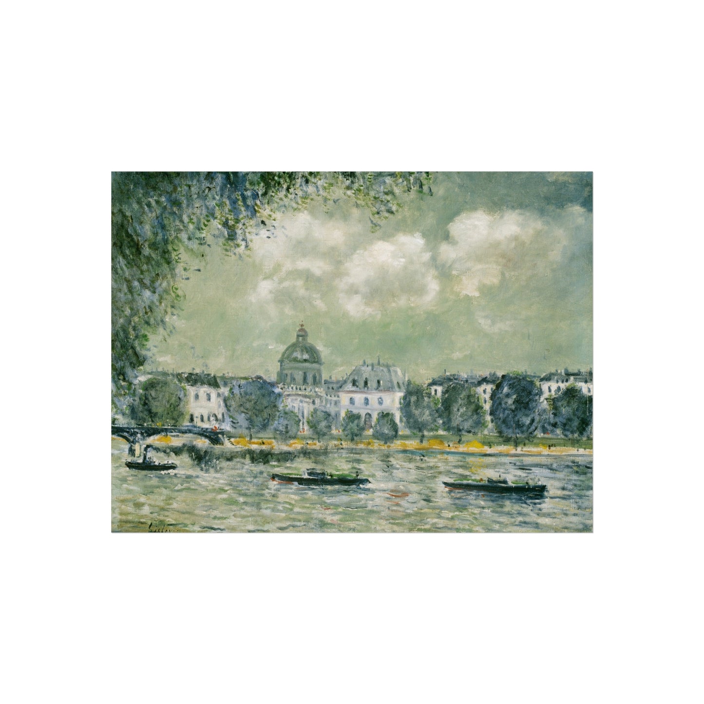 Alfred Sisley - Landscape along the Seine with the Institut de France and the Pont des Arts | Fine Art Poster
