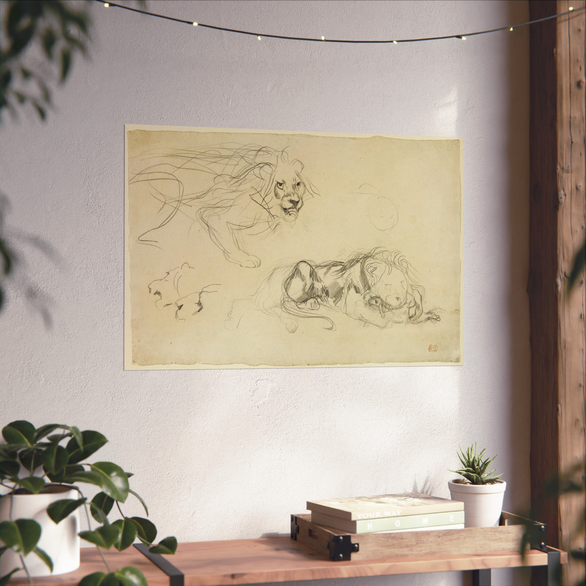 Studies of Lions — Eugène Delacroix Fine Art Poster