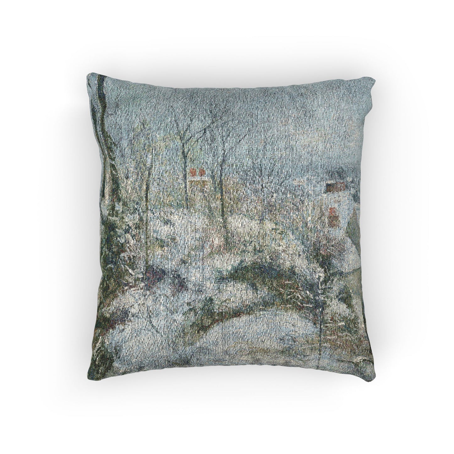 Camille Pissarro - Rabbit Warren at Pontoise, Snow | Woven Pillow