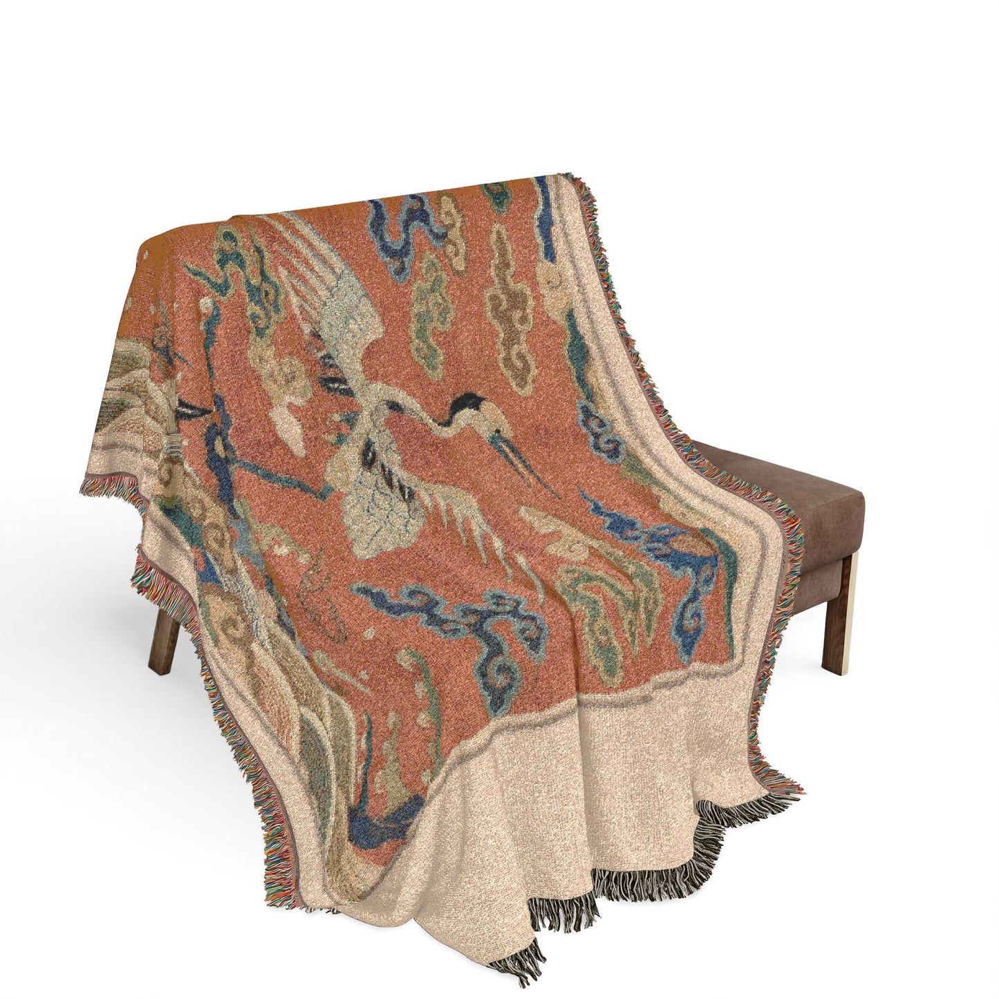 144_rank-badge-with-crane | Woven Tapestry Blanket