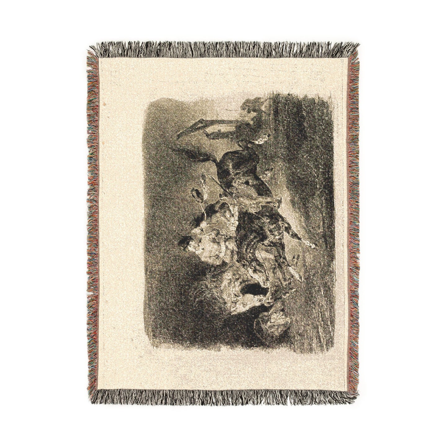 Eugène Delacroix - Faust and Mephistopheles Galloping Through the Night of the Witches' Sabbath | Tapestry Blanket