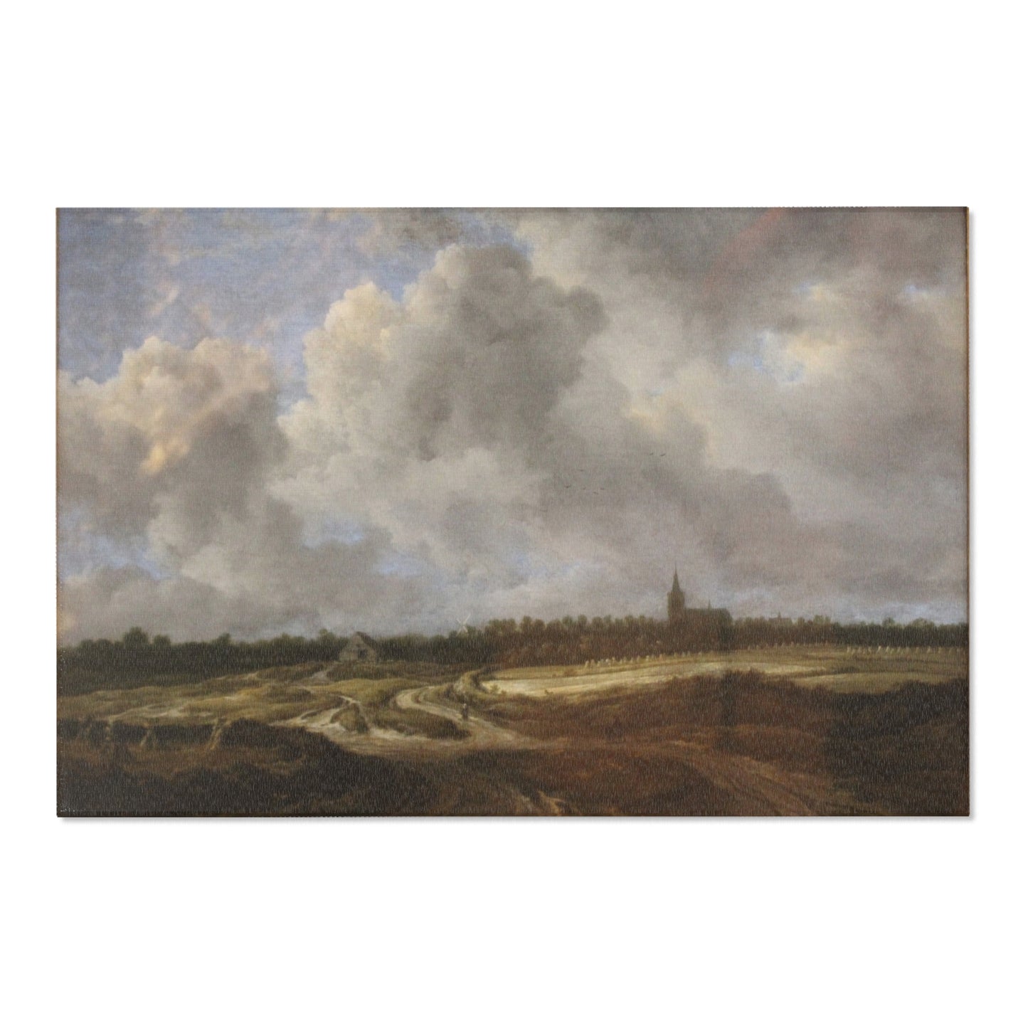 Dresden, Gemäldegalerie Alte Meister, Jacob van Ruisdael, ein Walddorf hinter Dünen | Area Rug