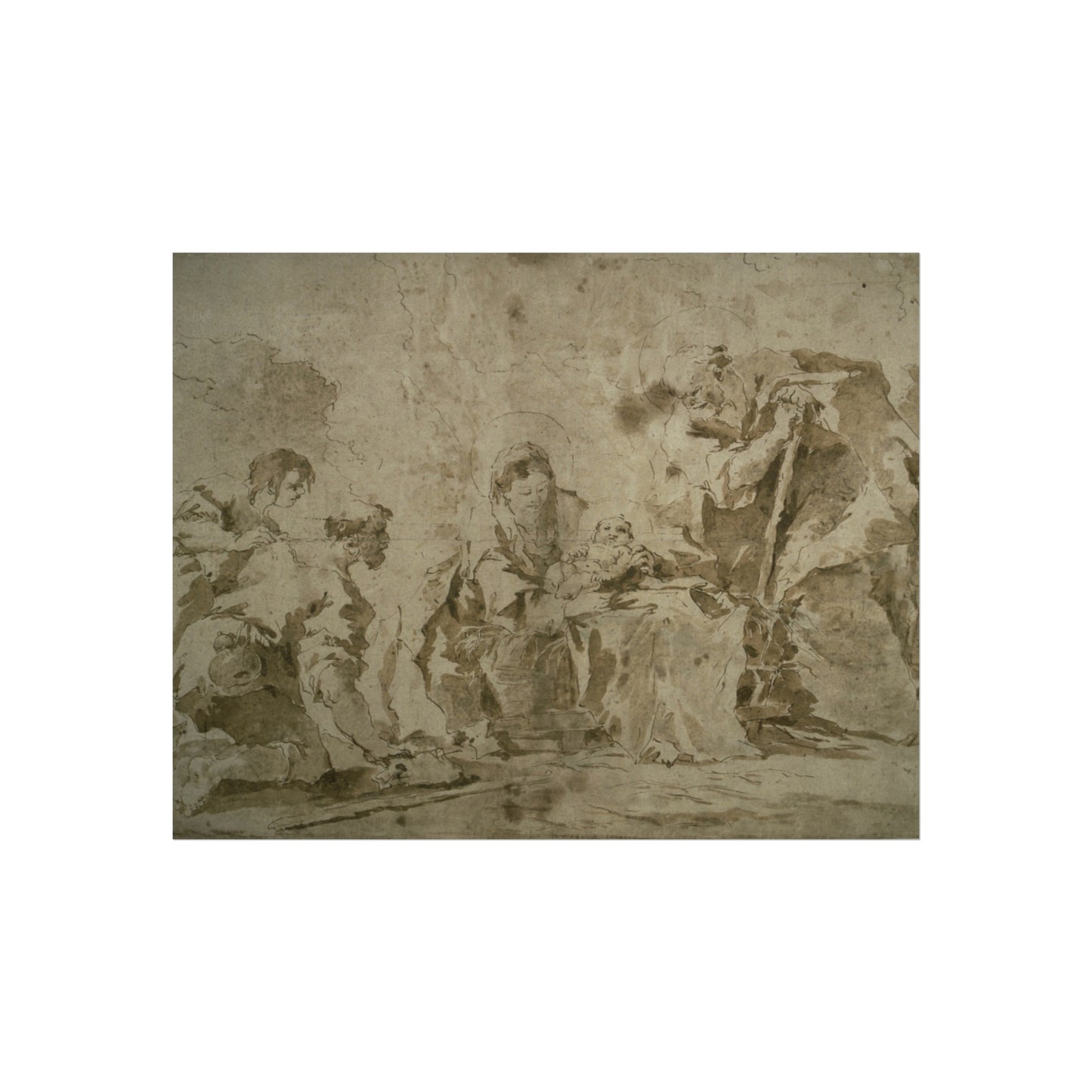 Francesco Guardi - Adoration of the Shepherds (recto); Three Sketches Buildings by Canal with Boats, Landscape with Buld | Fine Art Poster