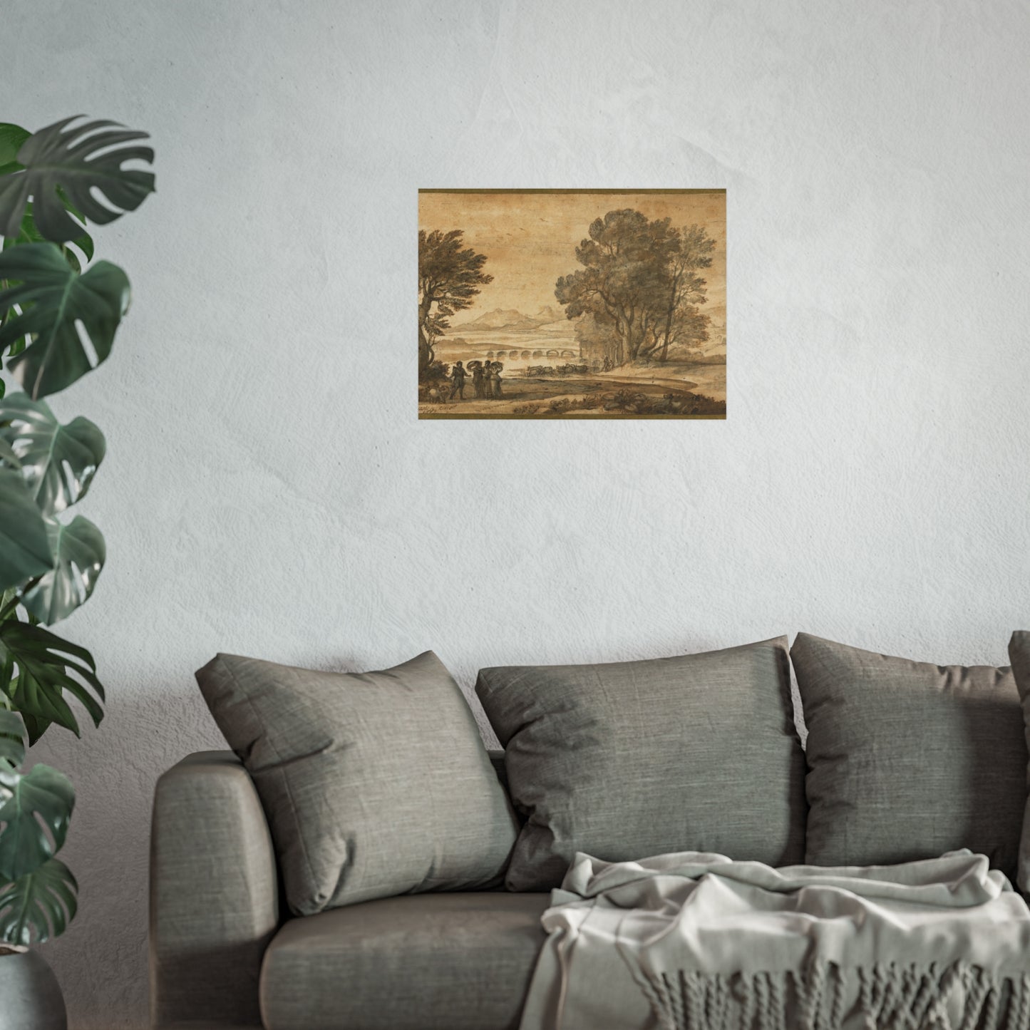 Claude Lorrain - A Wooded River Landscape with Jacob, Laban, and His Daughters | Fine Art Poster