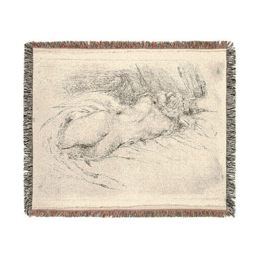Study of a Woman Seen — Delacroix Tapestry Blanket
