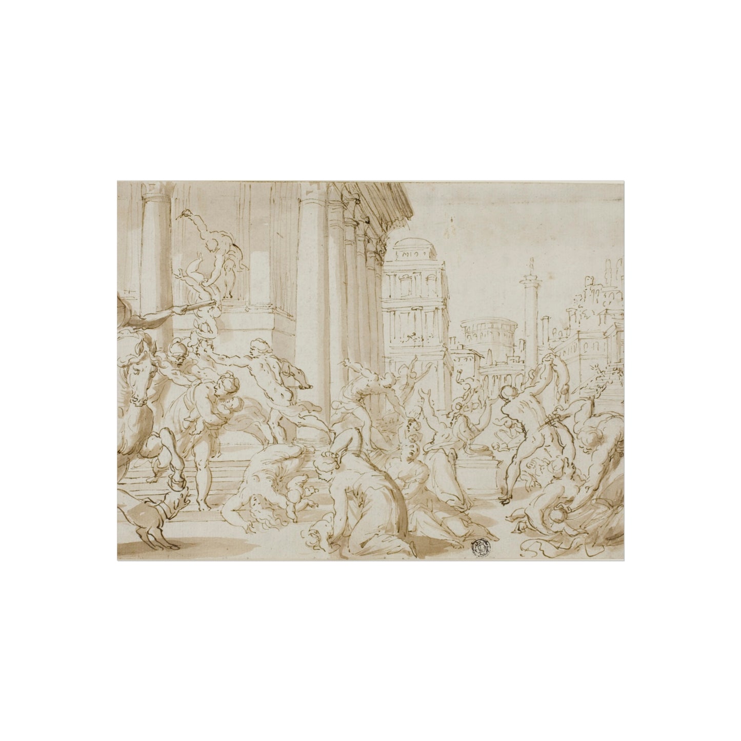 School of Nicolas Poussin - Massacre of the Innocents (recto); Figure Sketches (verso) | Fine Art Poster