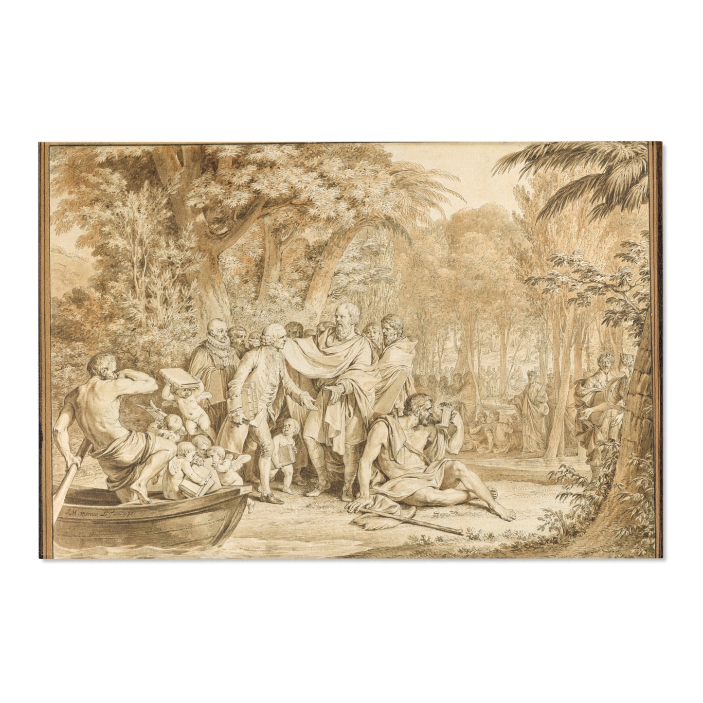 Jean Michel Moreau - The Arrival of Jean-Jacques Rousseau to the Champs-Élysées | Area Rug