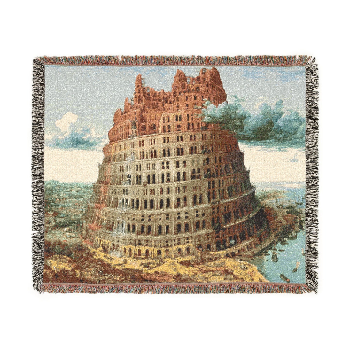 Pieter Bruegel the Elder - The Tower of Babel (Rotterdam) - Google Art Project - edited | Woven Tapestry Blanket