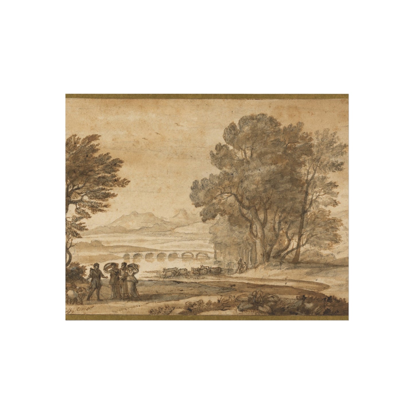 Claude Lorrain - A Wooded River Landscape with Jacob, Laban, and His Daughters | Fine Art Poster