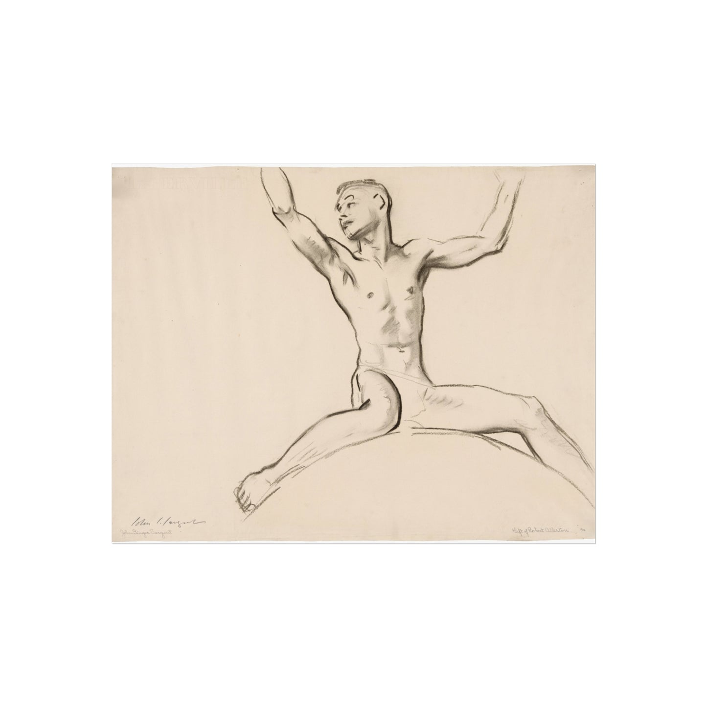 John Singer Sargent - Seated Male Nude, Arms Uplifted | Fine Art Poster