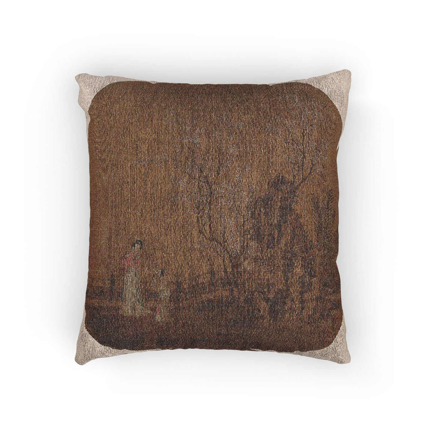 031_woman-with-female-servant-in-a-palace-garden | Woven Pillow
