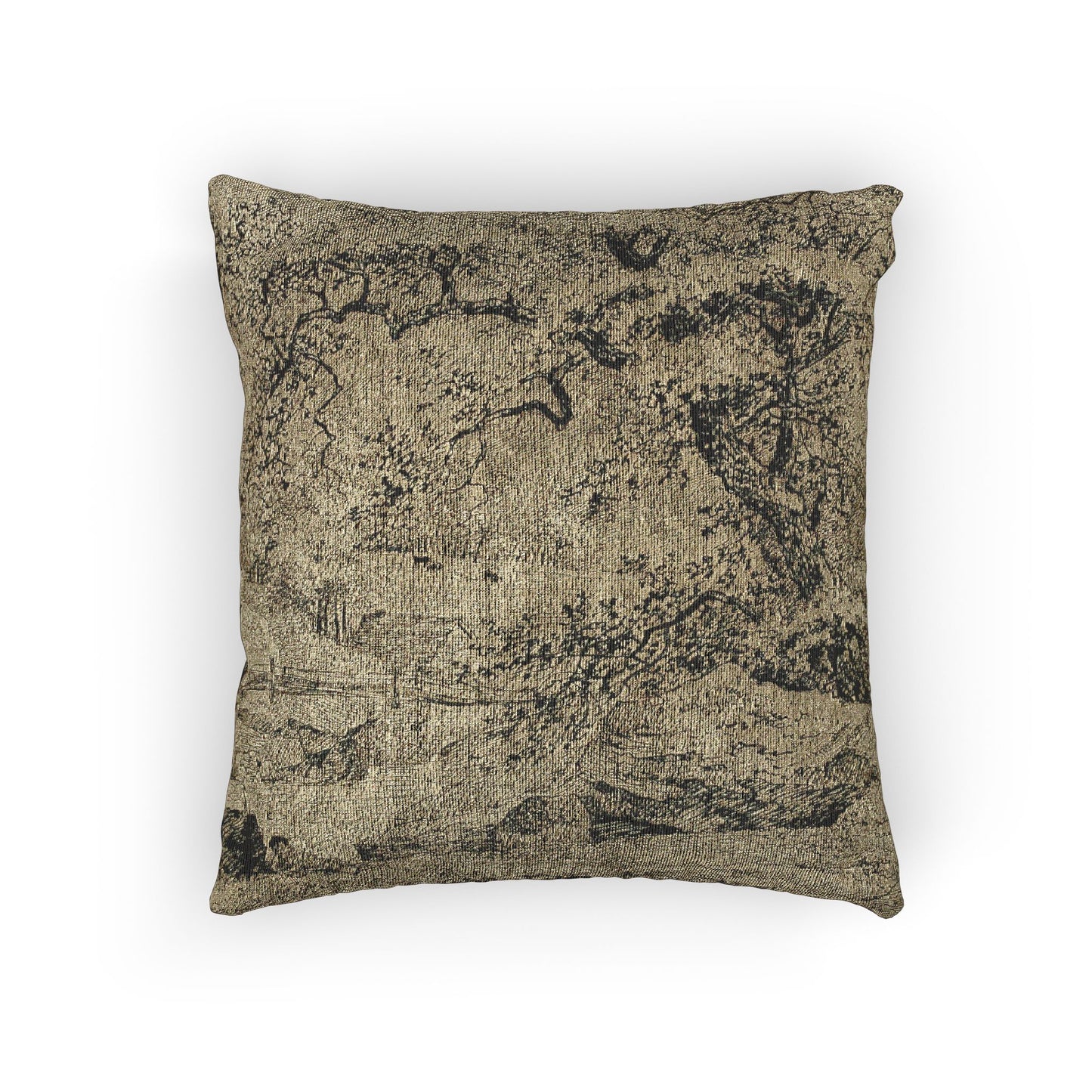 Jacob van Ruisdael - Landscape with Figure Resting Under Tree by Stream | Woven Pillow
