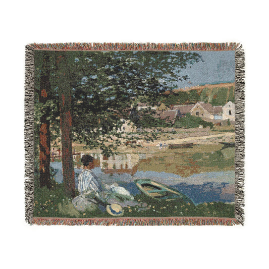 On the Bank of the Seine — Monet Tapestry Blanket
